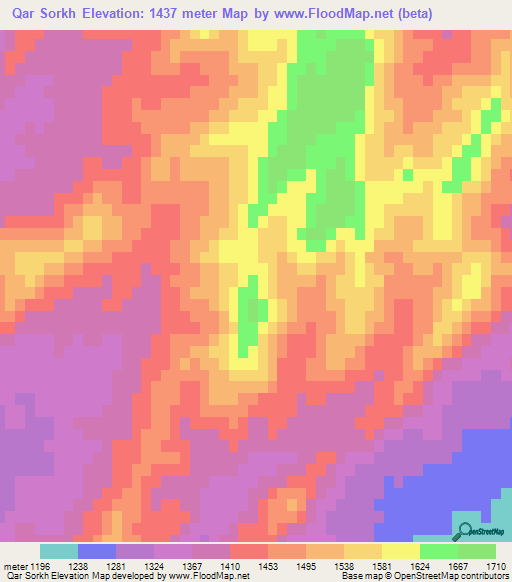 Qar Sorkh,Iran Elevation Map