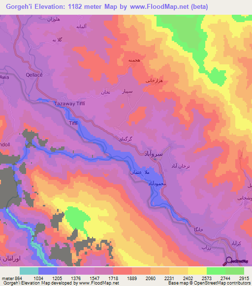 Gorgeh'i,Iran Elevation Map