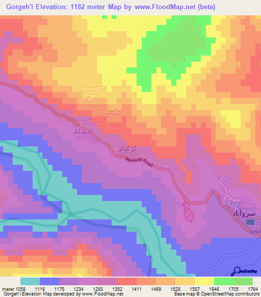 Gorgeh'i,Iran Elevation Map