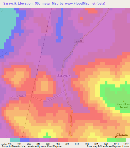 Saraycik,Turkey Elevation Map