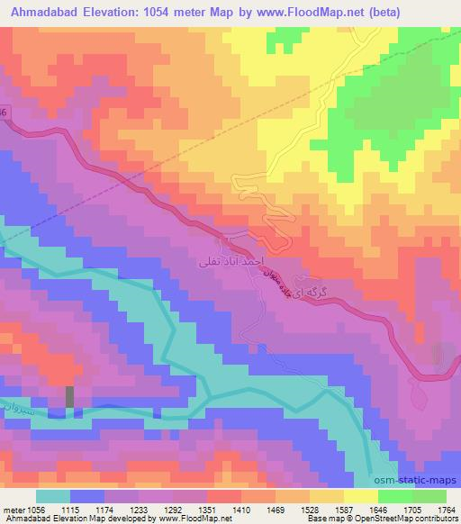 Ahmadabad,Iran Elevation Map