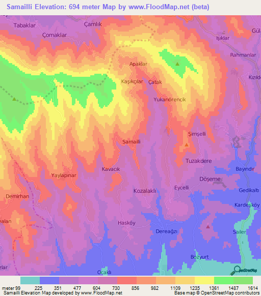 Samailli,Turkey Elevation Map