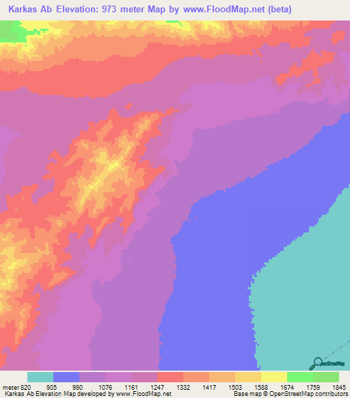 Karkas Ab,Iran Elevation Map