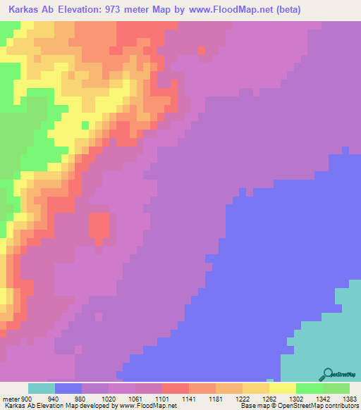 Karkas Ab,Iran Elevation Map