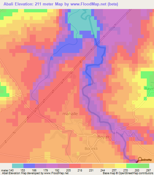 Abali,Turkey Elevation Map