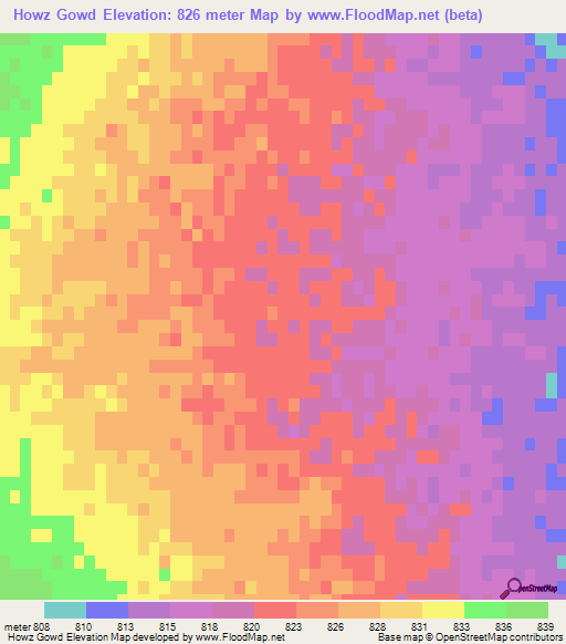Howz Gowd,Iran Elevation Map