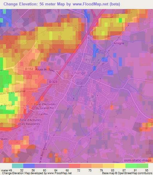 Change,France Elevation Map