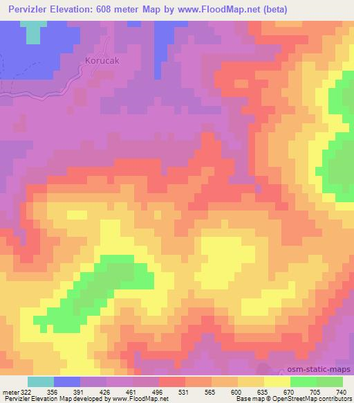 Pervizler,Turkey Elevation Map