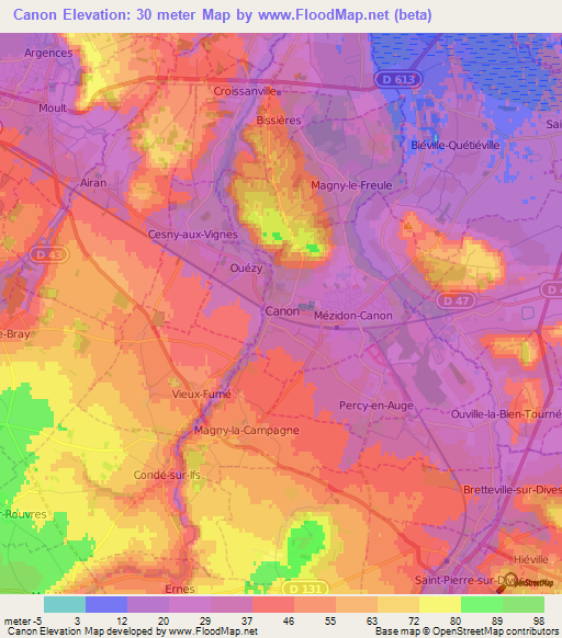 Canon,France Elevation Map