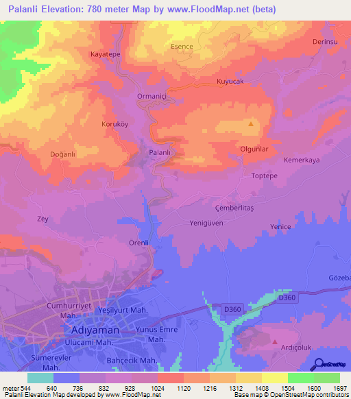 Palanli,Turkey Elevation Map