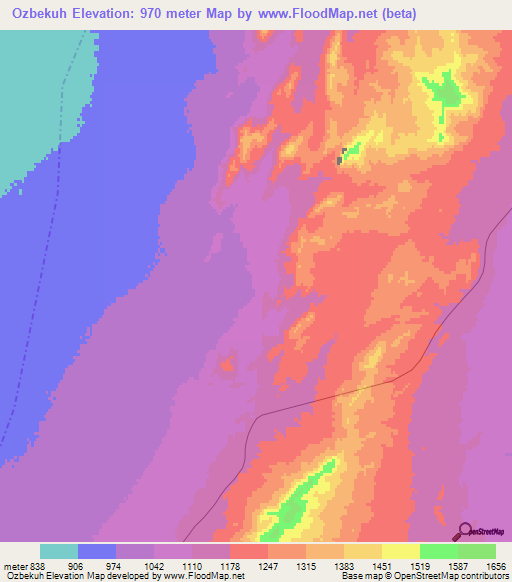 Ozbekuh,Iran Elevation Map