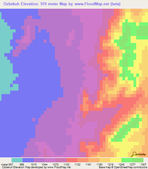 Ozbekuh,Iran Elevation Map