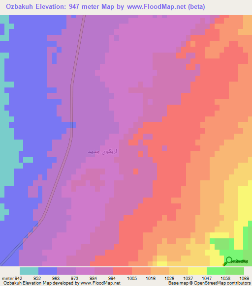 Ozbakuh,Iran Elevation Map