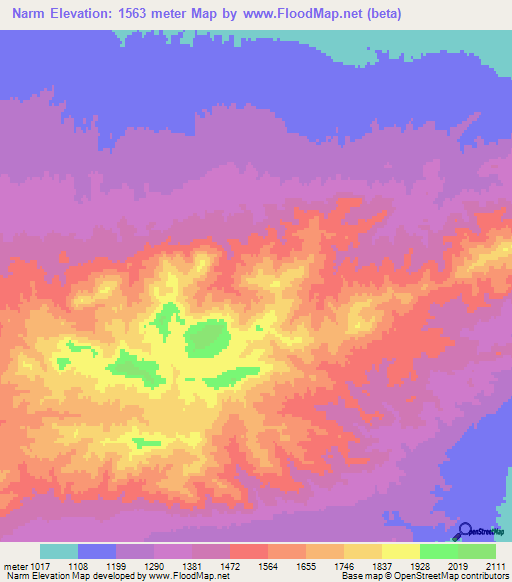 Narm,Iran Elevation Map
