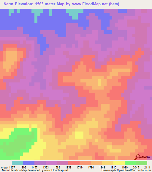 Narm,Iran Elevation Map