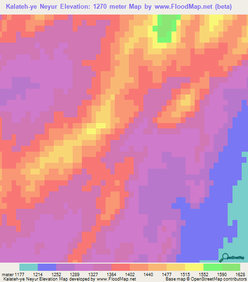 Kalateh-ye Neyur,Iran Elevation Map