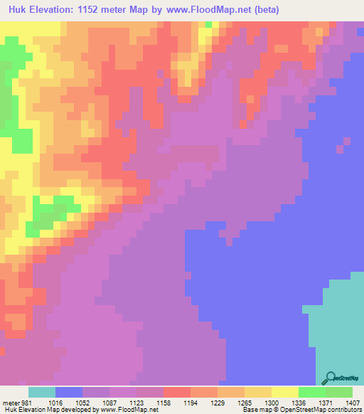 Huk,Iran Elevation Map