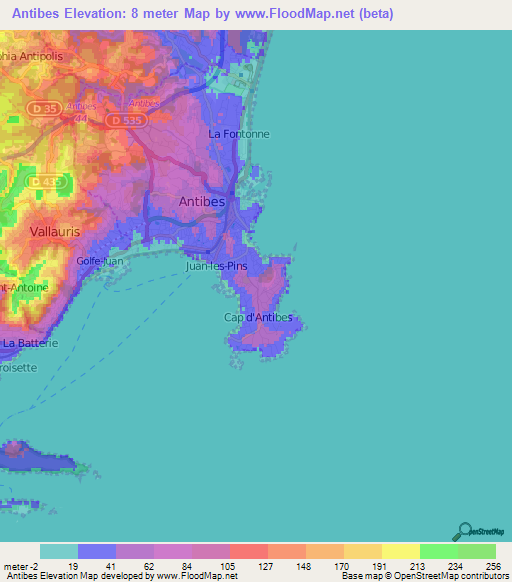 Antibes,France Elevation Map