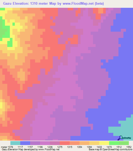 Gazu,Iran Elevation Map