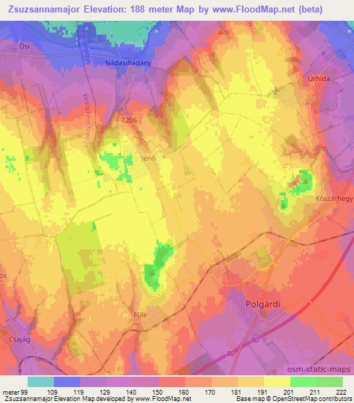 Zsuzsannamajor,Hungary Elevation Map