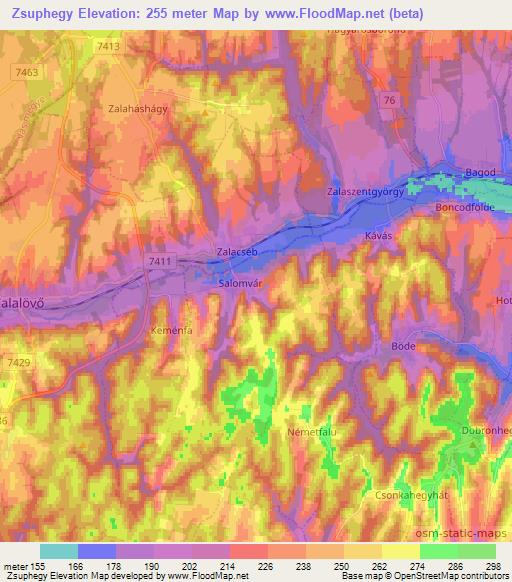 Zsuphegy,Hungary Elevation Map