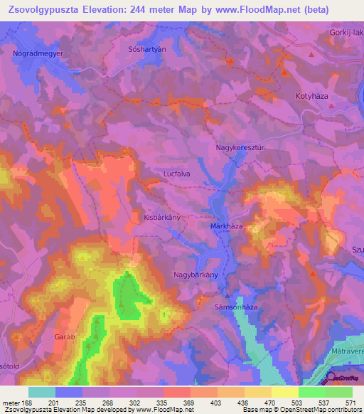 Zsovolgypuszta,Hungary Elevation Map