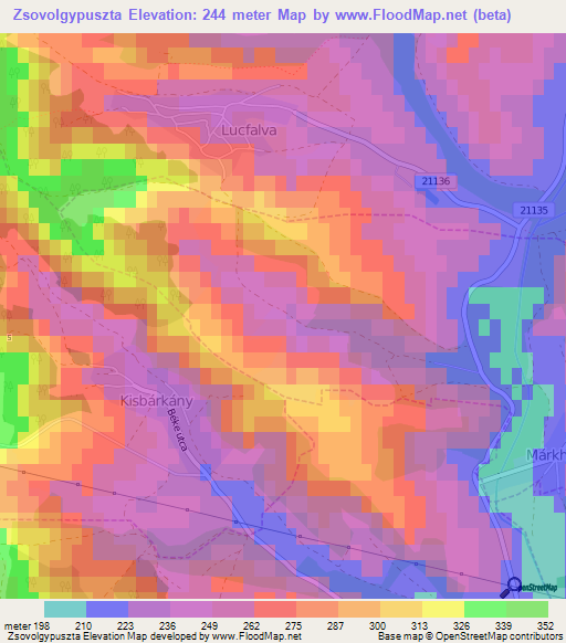 Zsovolgypuszta,Hungary Elevation Map