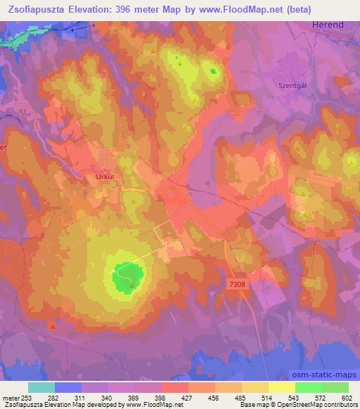 Zsofiapuszta,Hungary Elevation Map