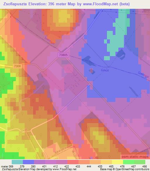 Zsofiapuszta,Hungary Elevation Map
