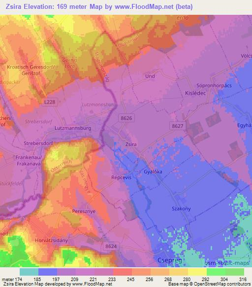 Zsira,Hungary Elevation Map