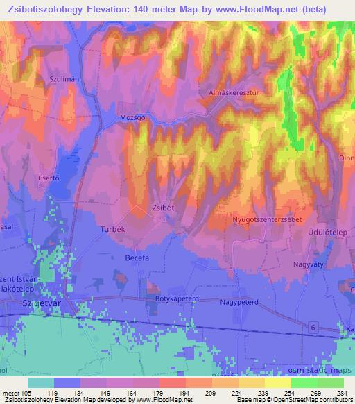 Zsibotiszolohegy,Hungary Elevation Map