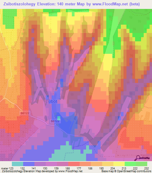 Zsibotiszolohegy,Hungary Elevation Map