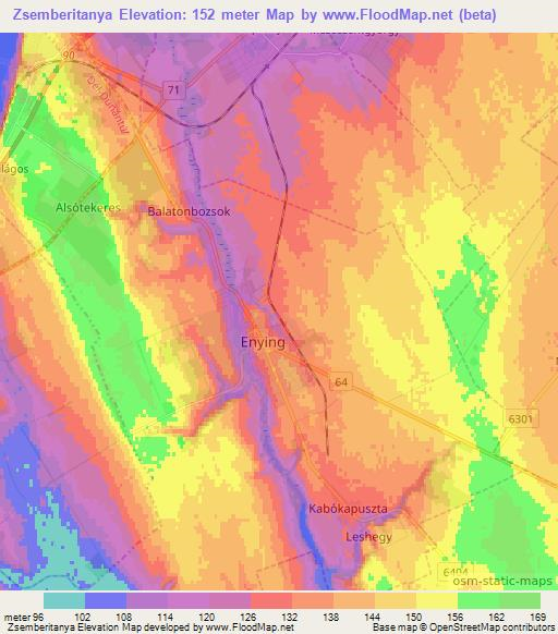 Zsemberitanya,Hungary Elevation Map