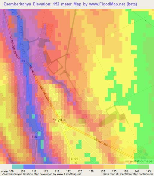 Zsemberitanya,Hungary Elevation Map