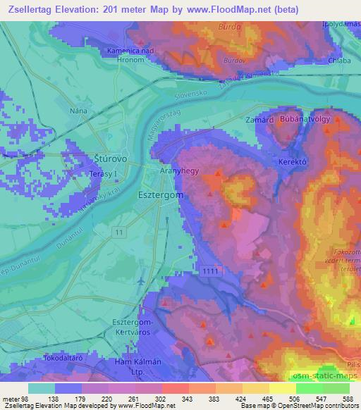 Zsellertag,Hungary Elevation Map