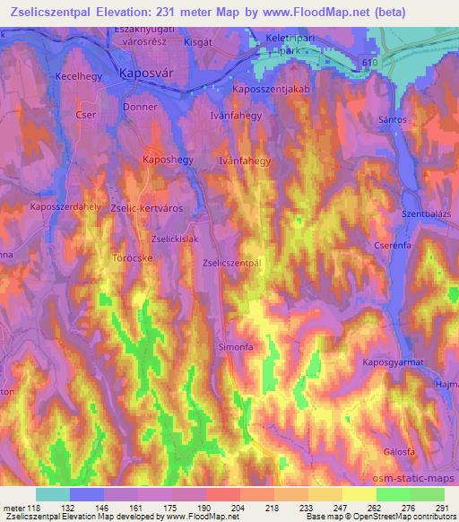 Zselicszentpal,Hungary Elevation Map