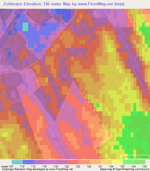 Zoldmajor,Hungary Elevation Map