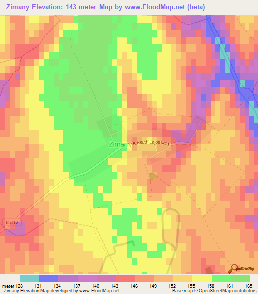Zimany,Hungary Elevation Map