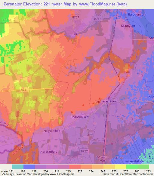 Zertmajor,Hungary Elevation Map