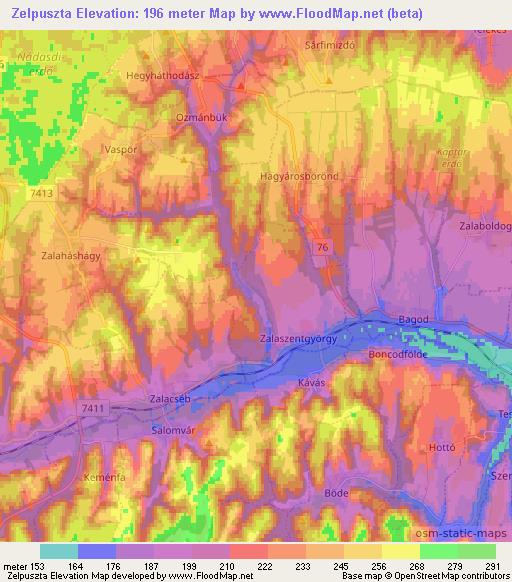 Zelpuszta,Hungary Elevation Map