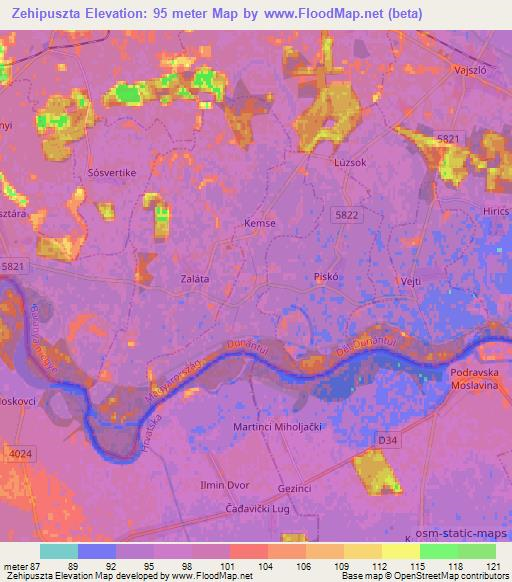 Zehipuszta,Hungary Elevation Map