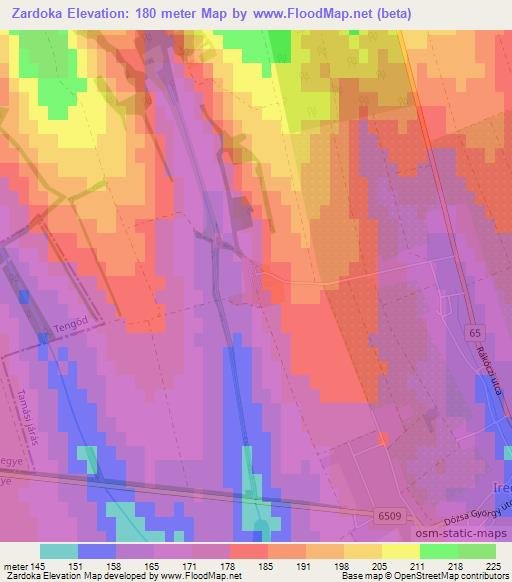 Zardoka,Hungary Elevation Map