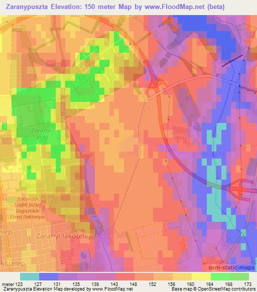Zaranypuszta,Hungary Elevation Map