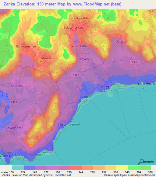 Zanka,Hungary Elevation Map
