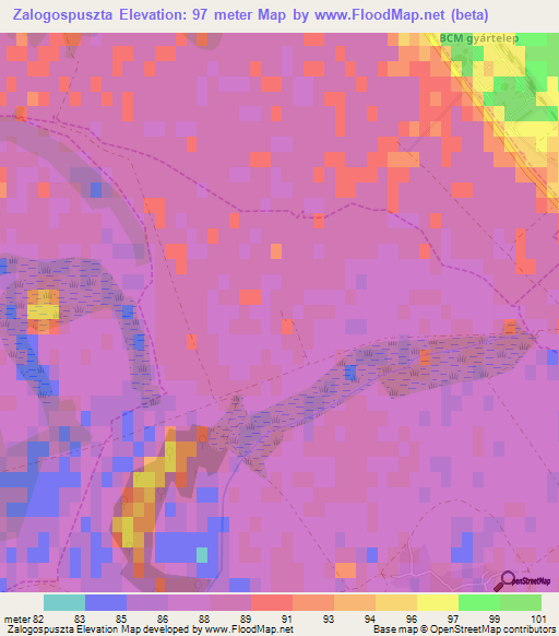 Zalogospuszta,Hungary Elevation Map