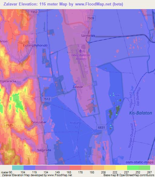 Zalavar,Hungary Elevation Map