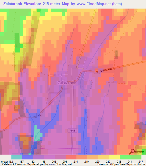 Zalatarnok,Hungary Elevation Map