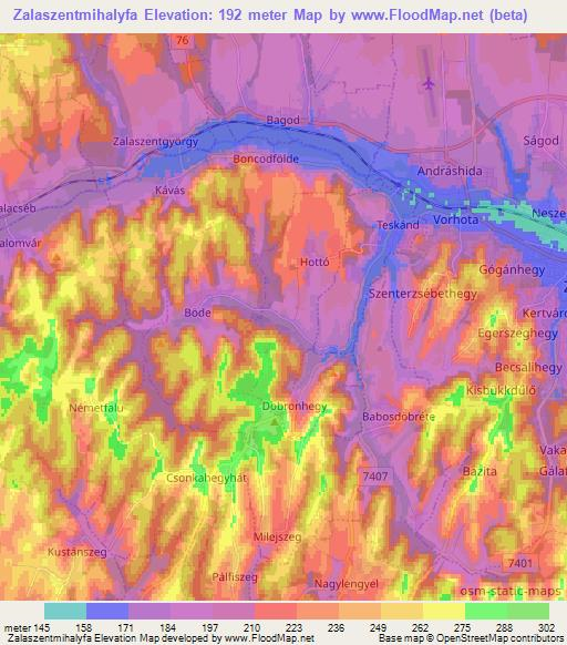 Zalaszentmihalyfa,Hungary Elevation Map