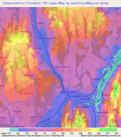 Zalaszentlorinc,Hungary Elevation Map