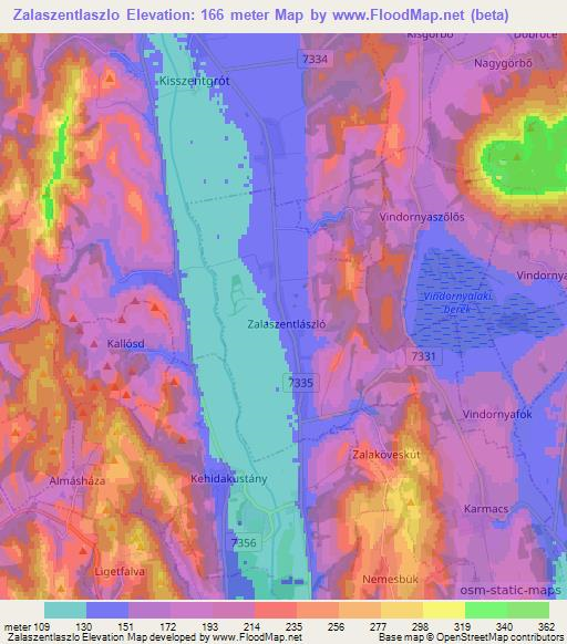 Zalaszentlaszlo,Hungary Elevation Map